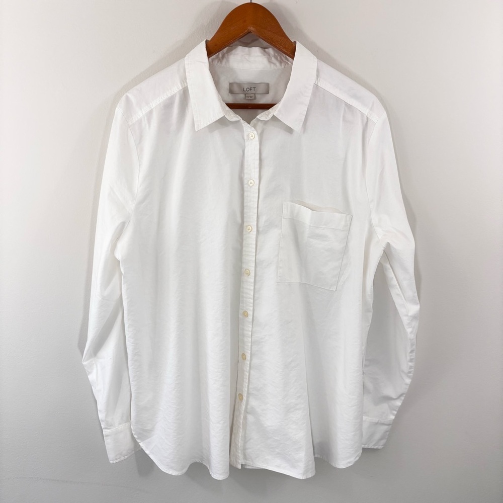 LOFT White Button-Up Blouse